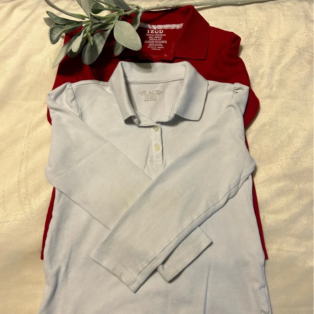 The Children's Place / IZOD Long Sleeve Uniform Pique Polo - Lot of 2